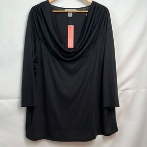 Theme cowl neck Black long sleeve knit top size 3X NWT